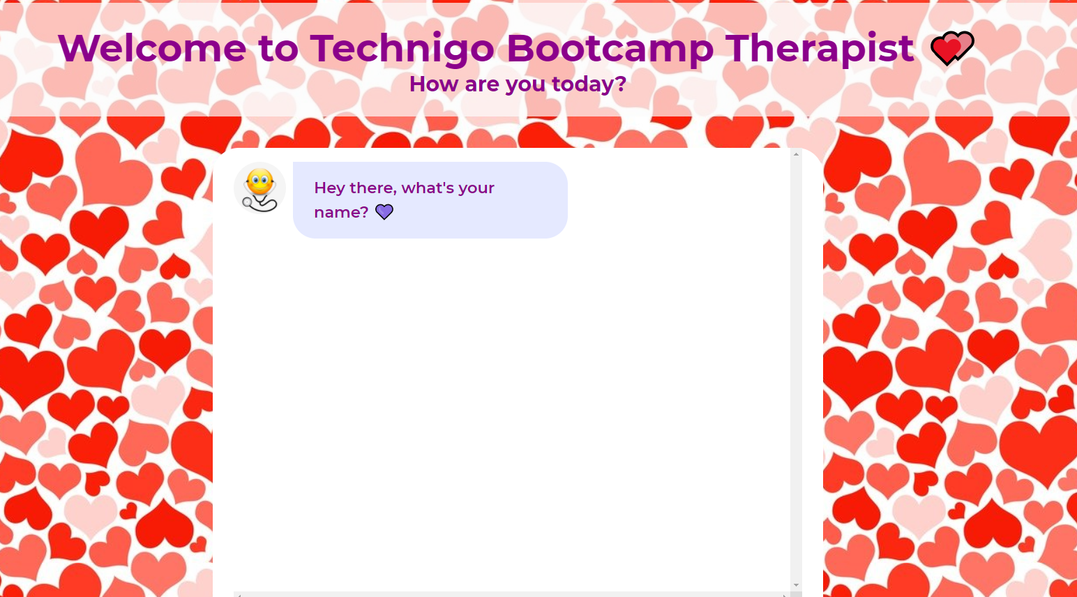 Screenshot of project Therapist bot