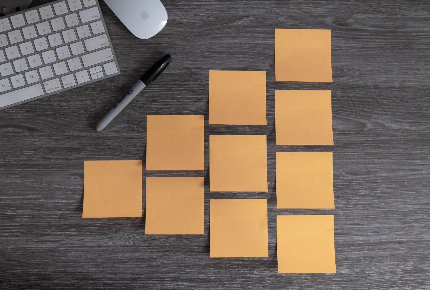 Desk with post it notes